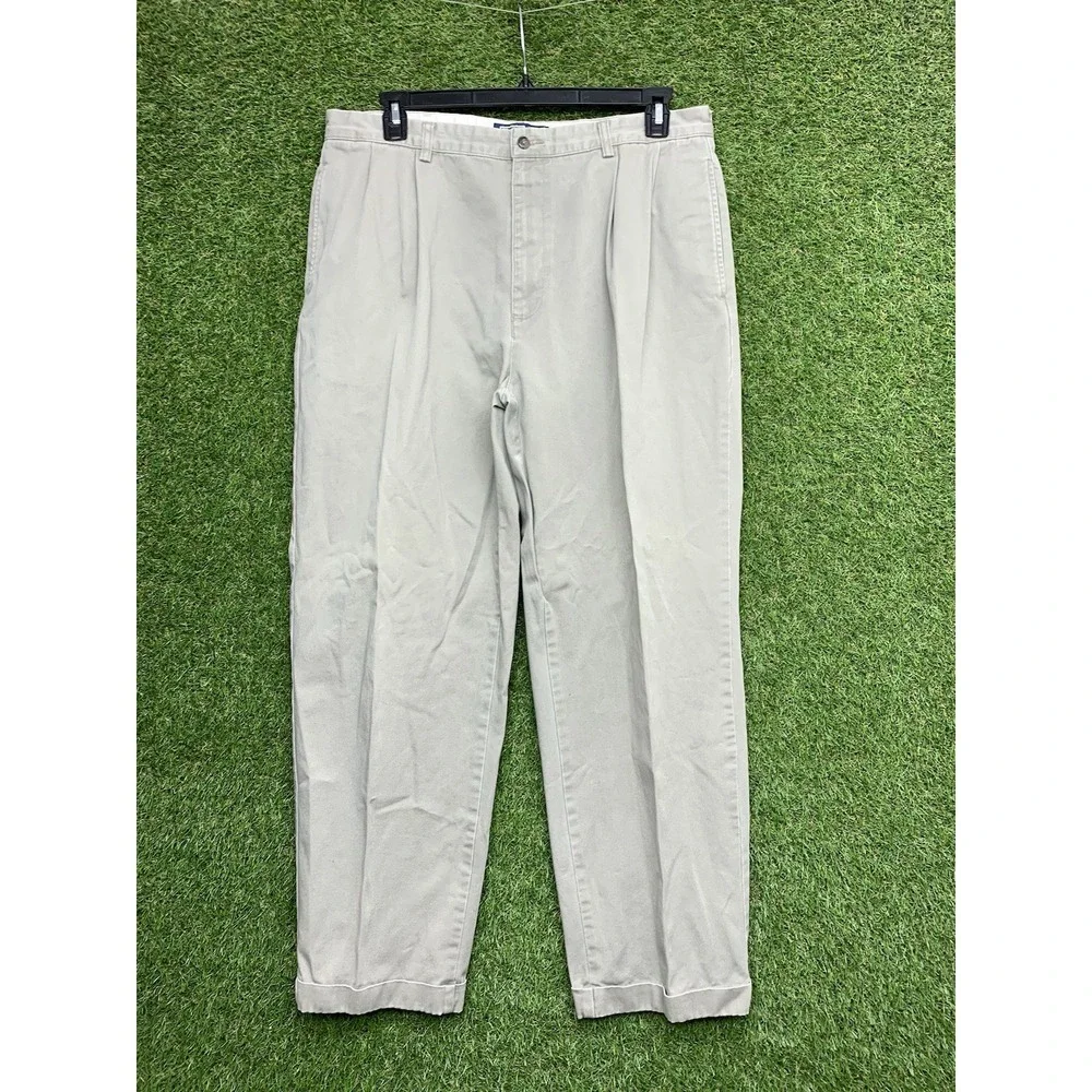 Vintage POLO Ralph Lauren Pants Mens 36X30 Tan Hammond Pant Pleated Cotton Slack
